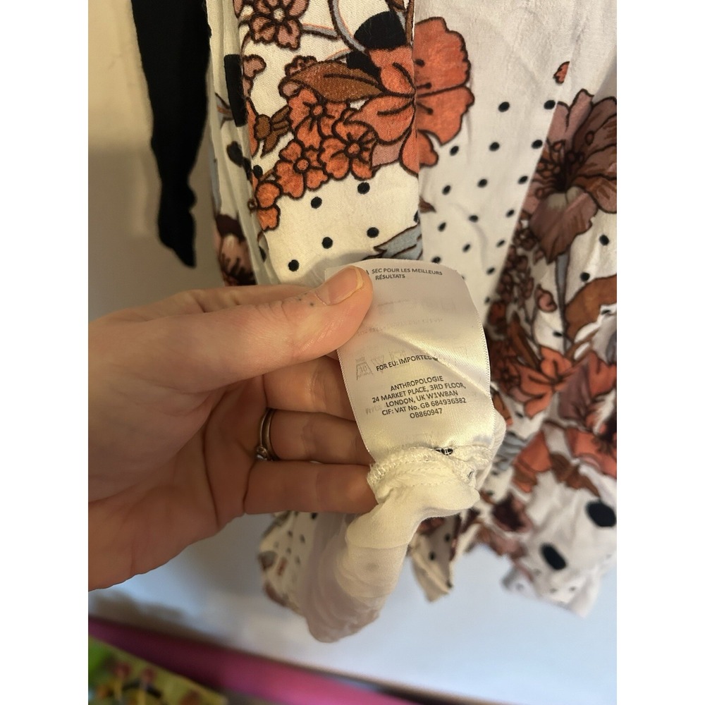 Anthropologie Maeve Floral Aubrey Tie Waist Wrap Dress 2 S Boho Resort Feminine - Picture 8 of 10